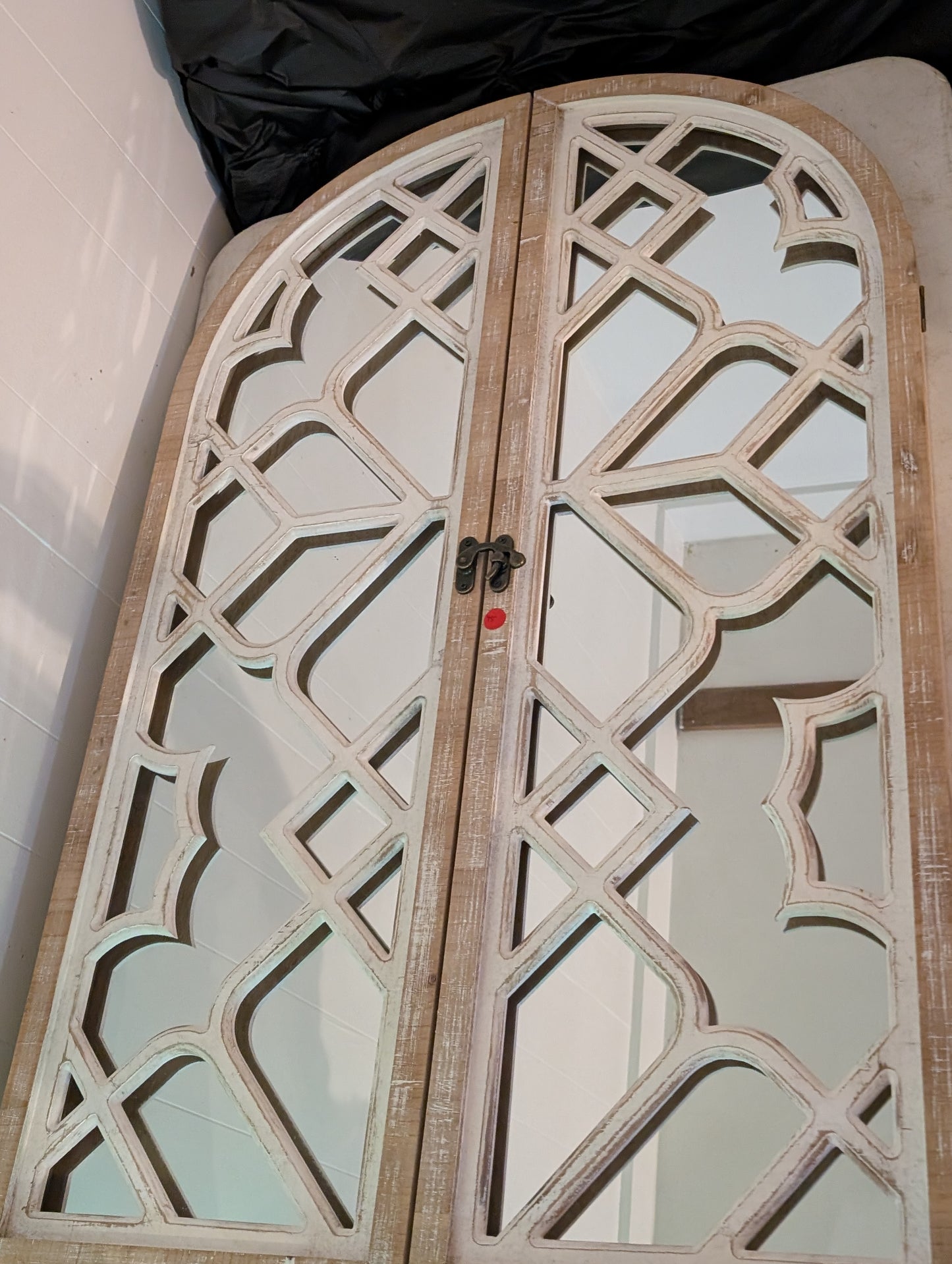 Item 45 - Lattice Mirror and Candle Stand